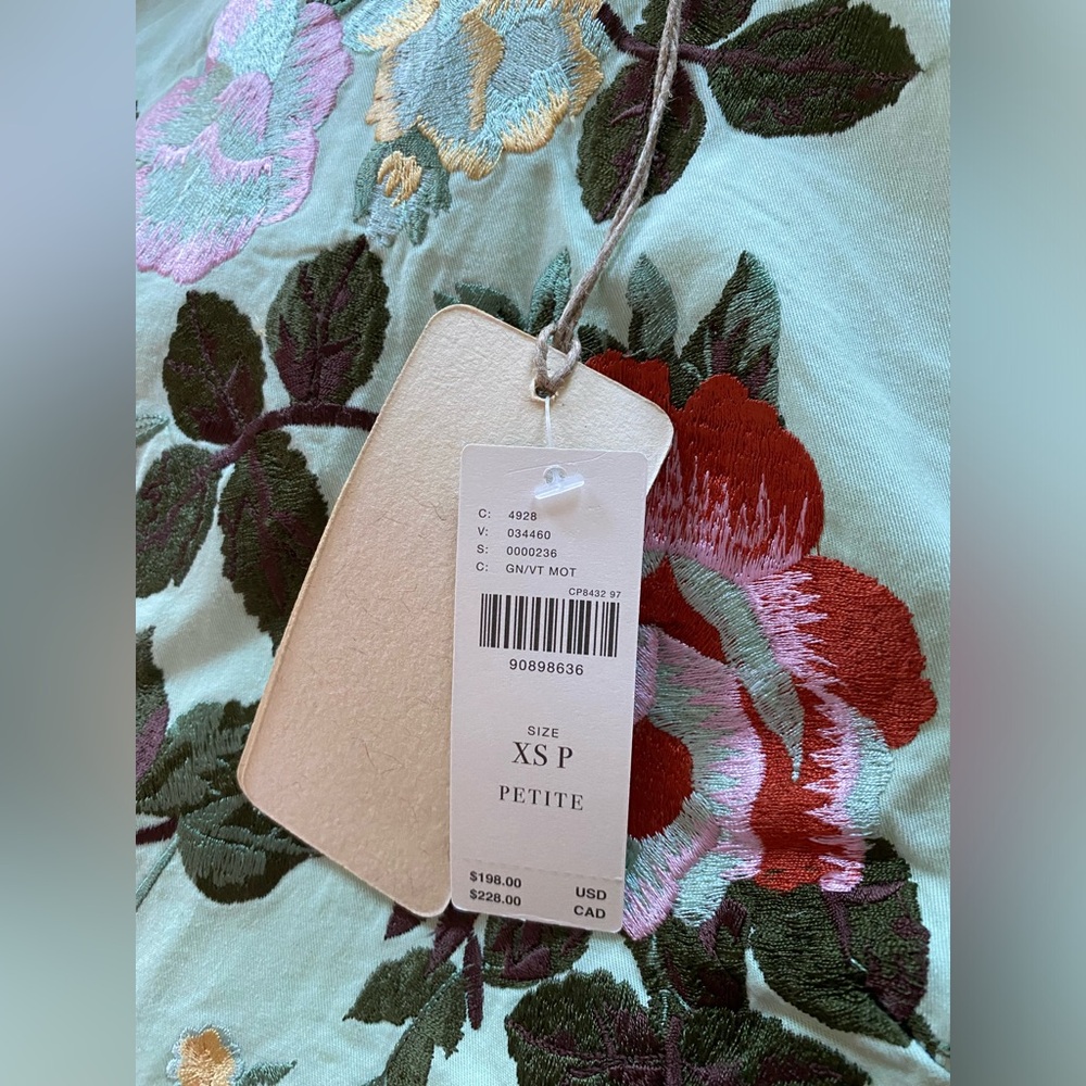 Anthropologie Let Me Be Long-Sleeve Embroidered Mini Dress XSP PXS new petite - Picture 5 of 9